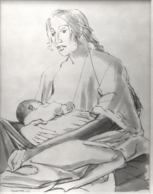 The Young Mother - Bernard Meninsky by Bernard Meninsky