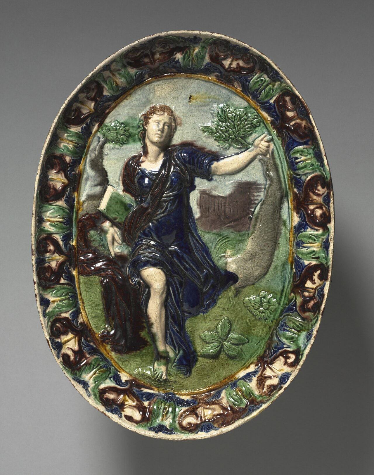 Oval Dish Depicting Cumaean Sibyl by Bernard Palissy
