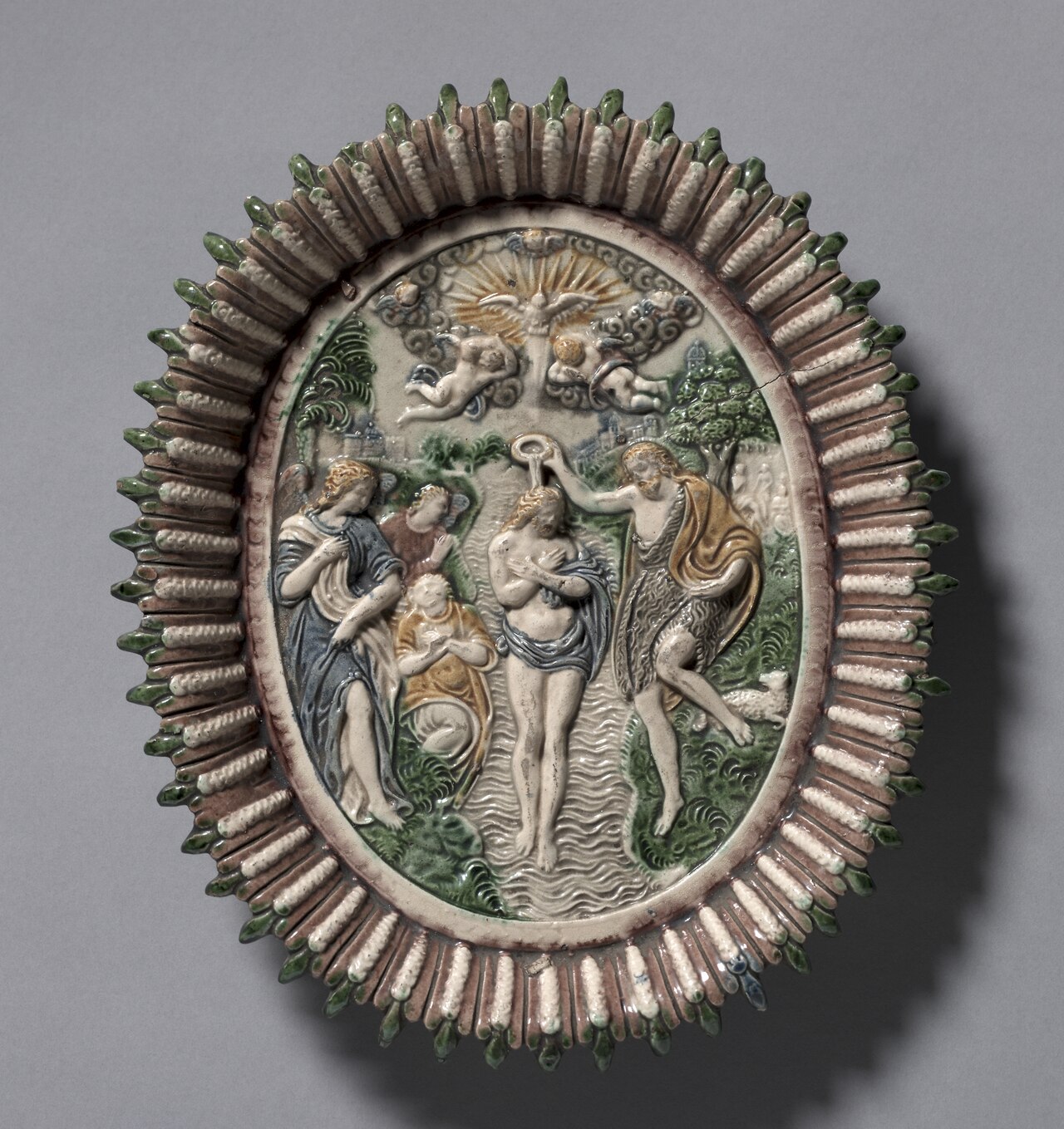 Plate Depicting the Baptism of Christ by Bernard Palissy