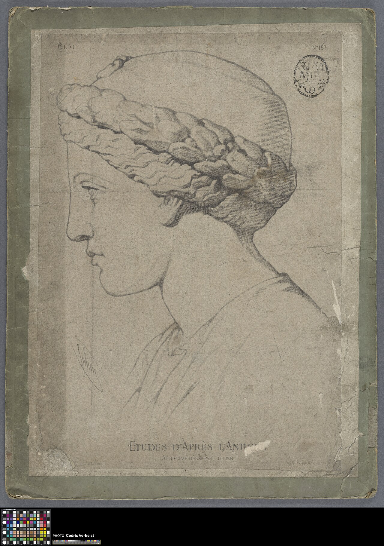 Academic print: head of Clio by Bernard-Romain Julien