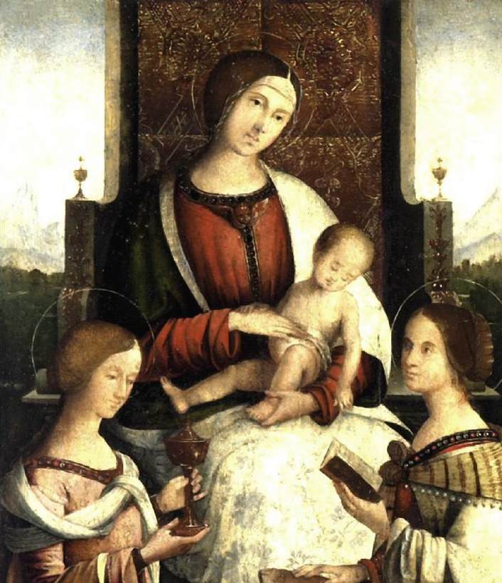 Madonna and Child with Sts Mary Magdalene and Catherine of Alexandria by Bernardino Zaganelli