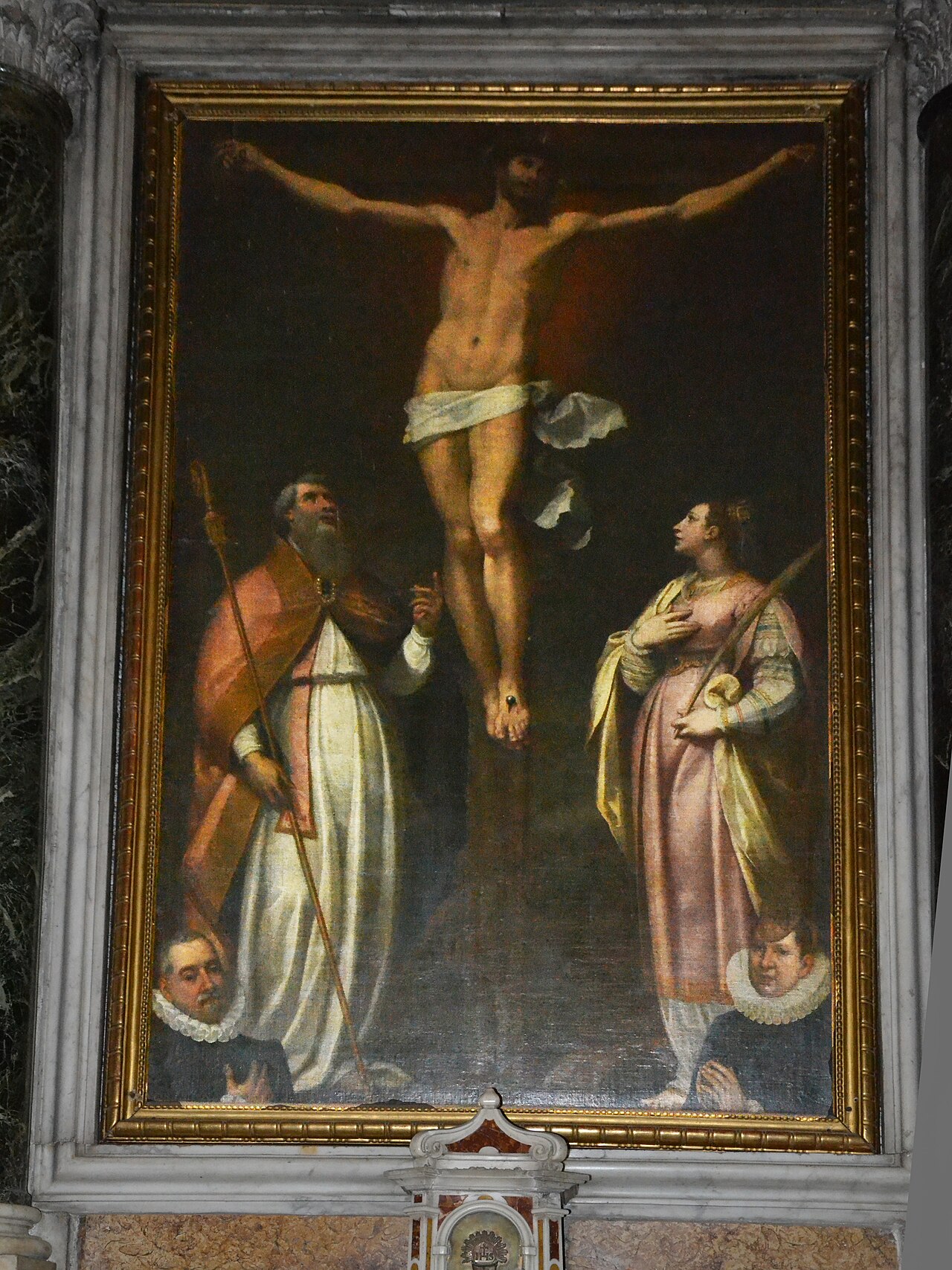 Crucifixion with Saint Prosper of Tarragona and Saint Catherine of Alexandria by Bernardo Castello
