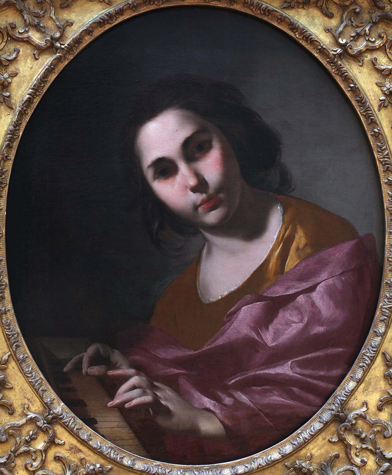 Woman Playing the Clavichord by Bernardo Cavallino