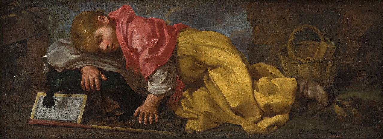 A Sleeping Girl (Boy ?) with a Songbook by Bernhard Keil