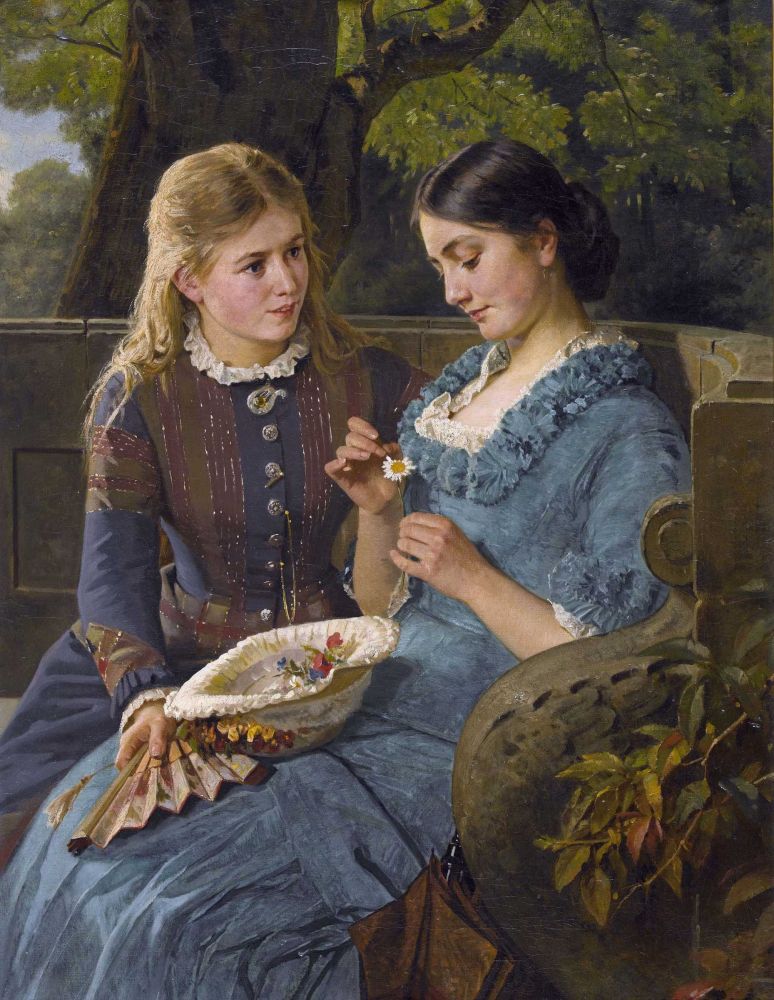 Park Scene with Amorous Young Woman by Berthold Woltze