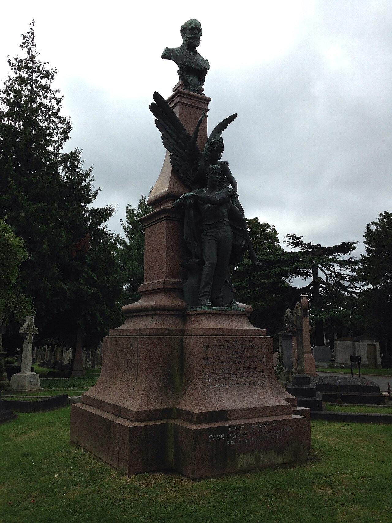Monument To Sir Peter Nicol Russell Engineer In St Marylebone Cemetery by Bertram Mackennal