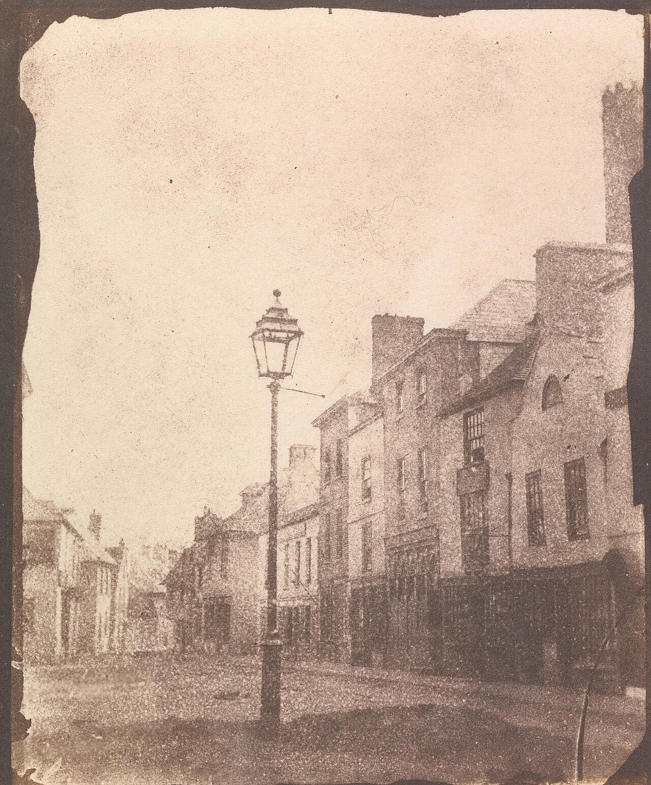 Street Scene in Swansea with Street Lamp by Calvert Jones