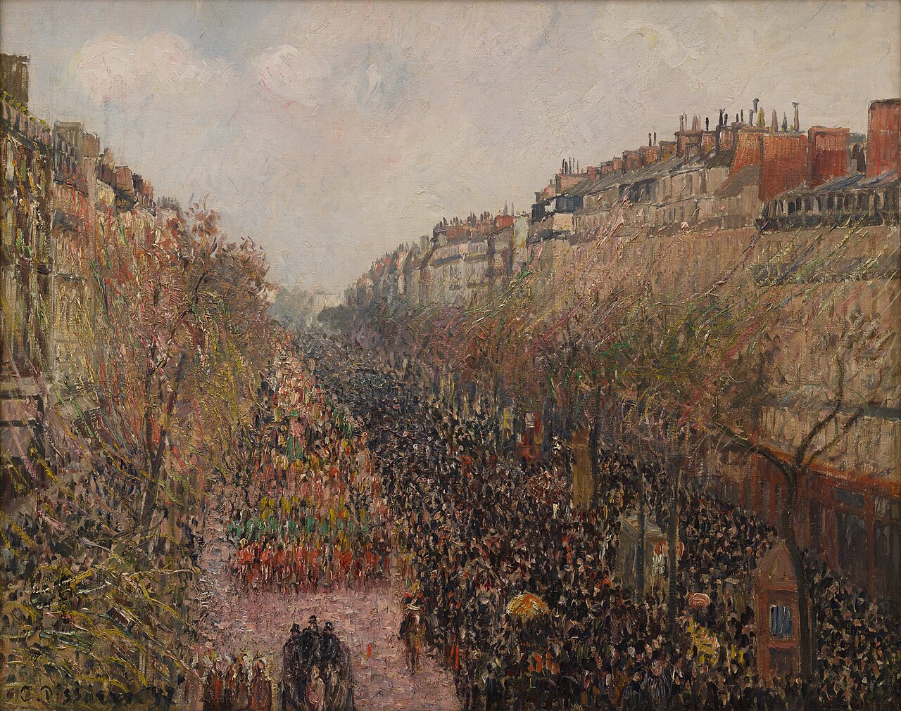 Boulevard Montmartre, Mardi Gras by Camille Pissarro