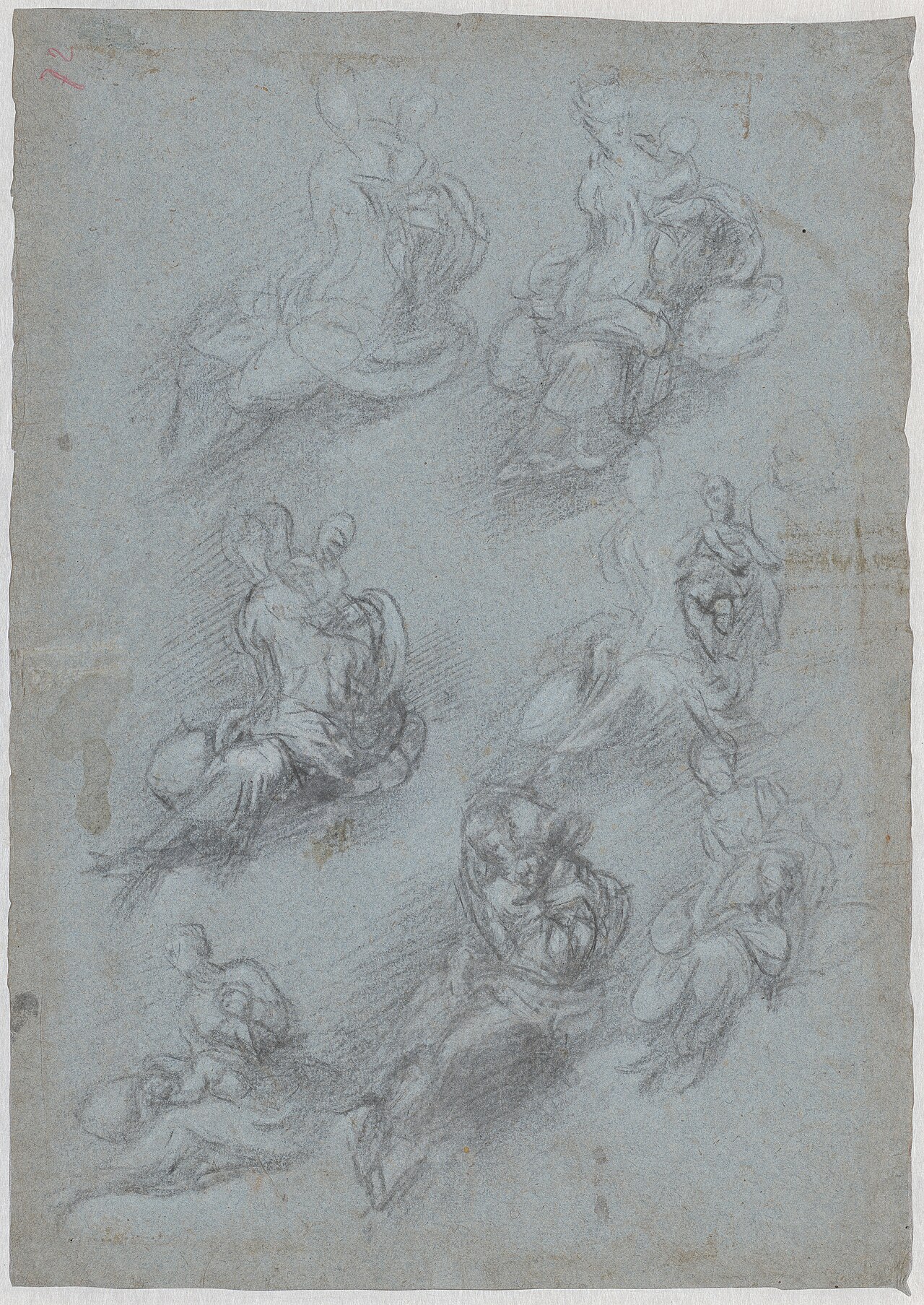 Studies for the Virgin and Child (recto) by Camillo Boccaccino