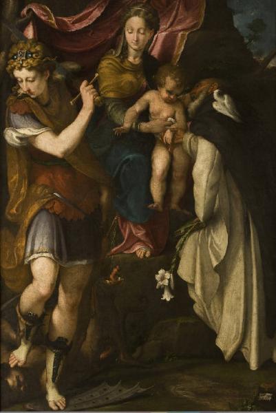 Virgin Enthroned with Child, St Michael and St Vincent Ferrer by Camillo Boccaccino