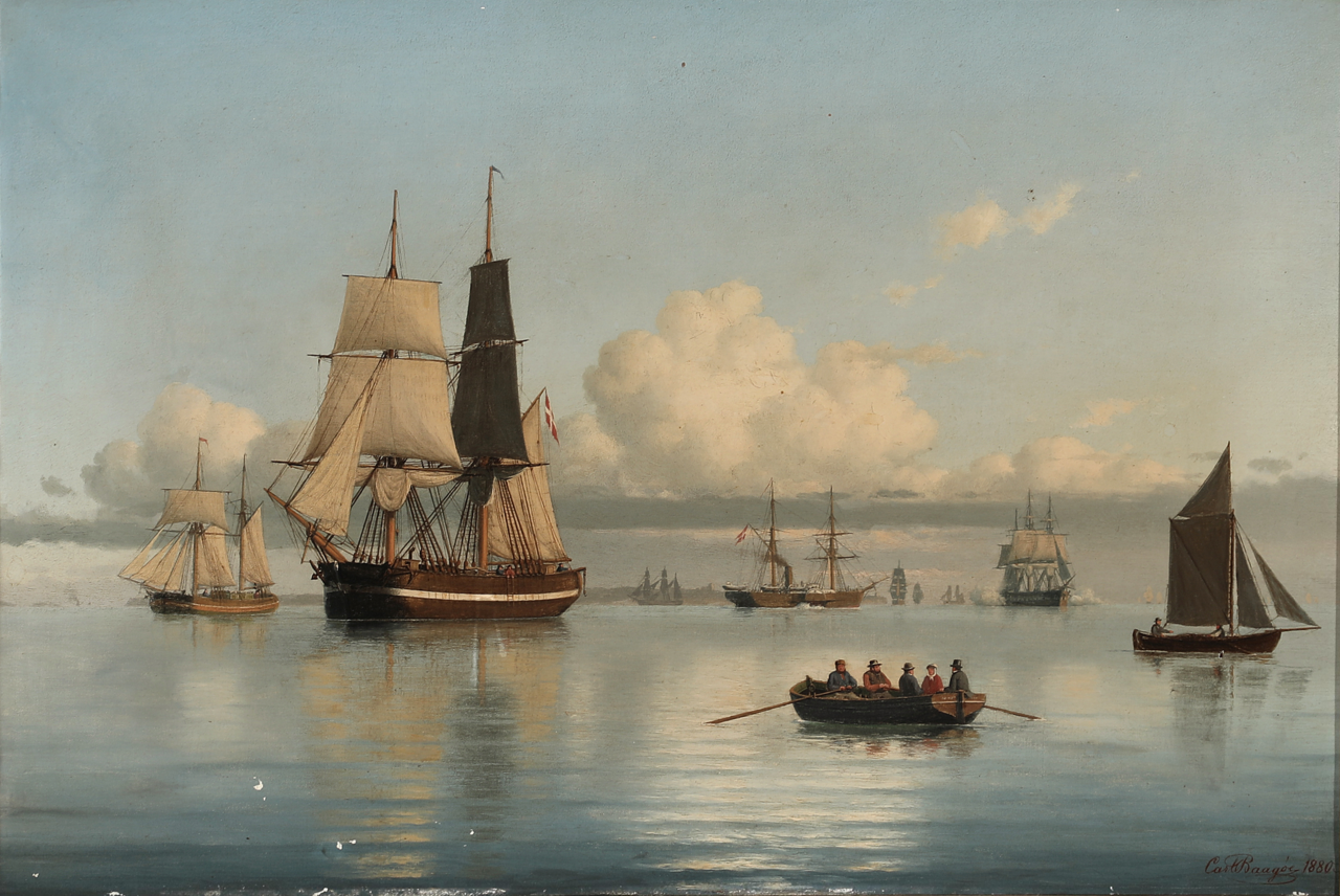 A quiet afternoon on the Sound by Castle Kronborg. by Carl Baagøe