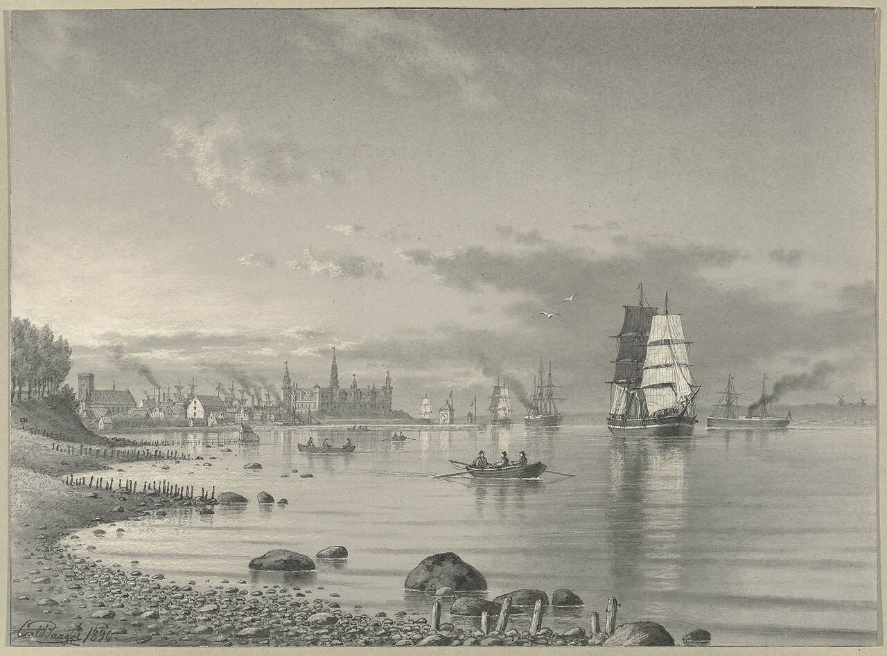 Shipping on the Oresund with Helsingor and Kronborg Castle in the Distance by Carl Baagøe