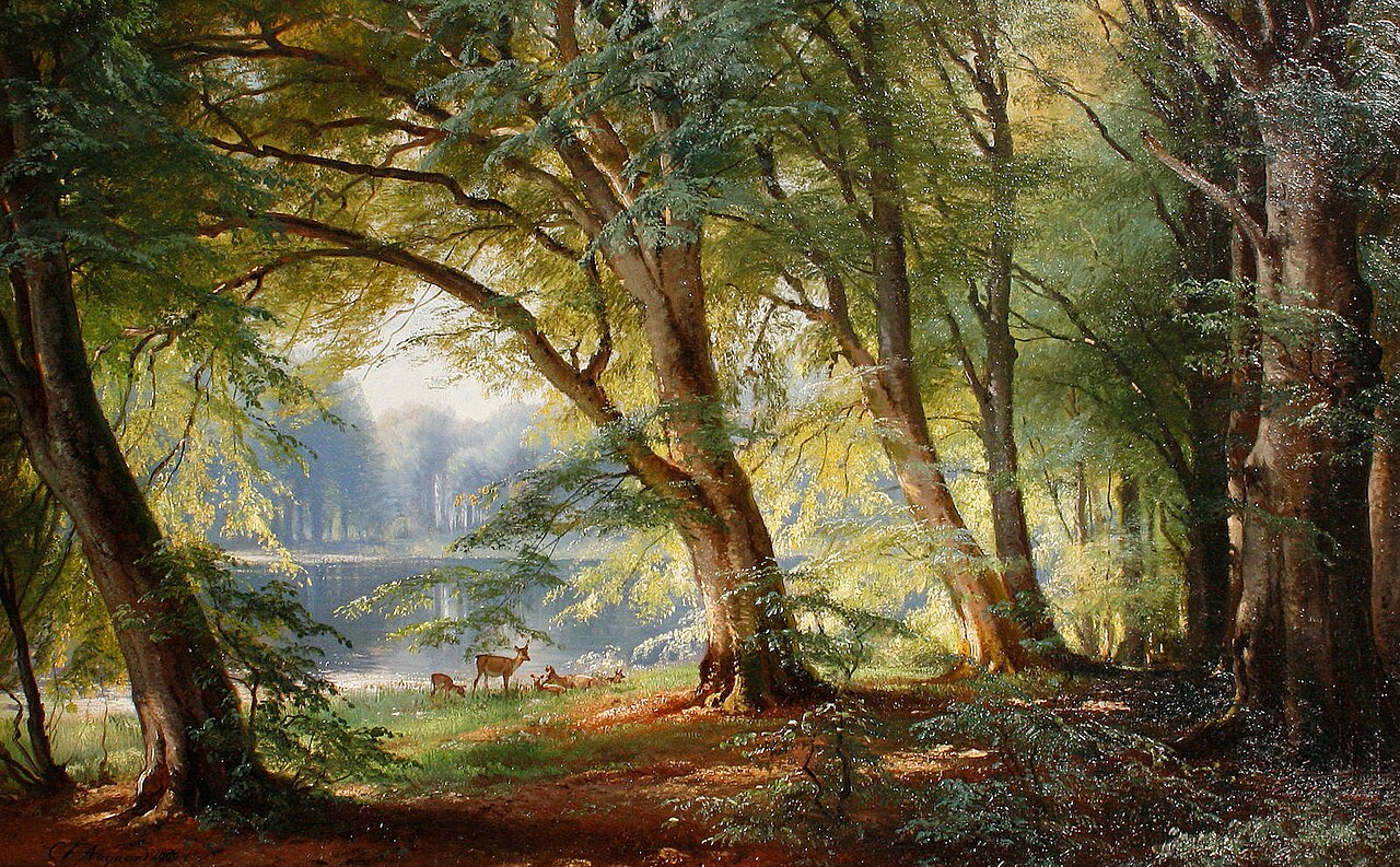 Deer beside a Lake by Carl Frederik Aagaard