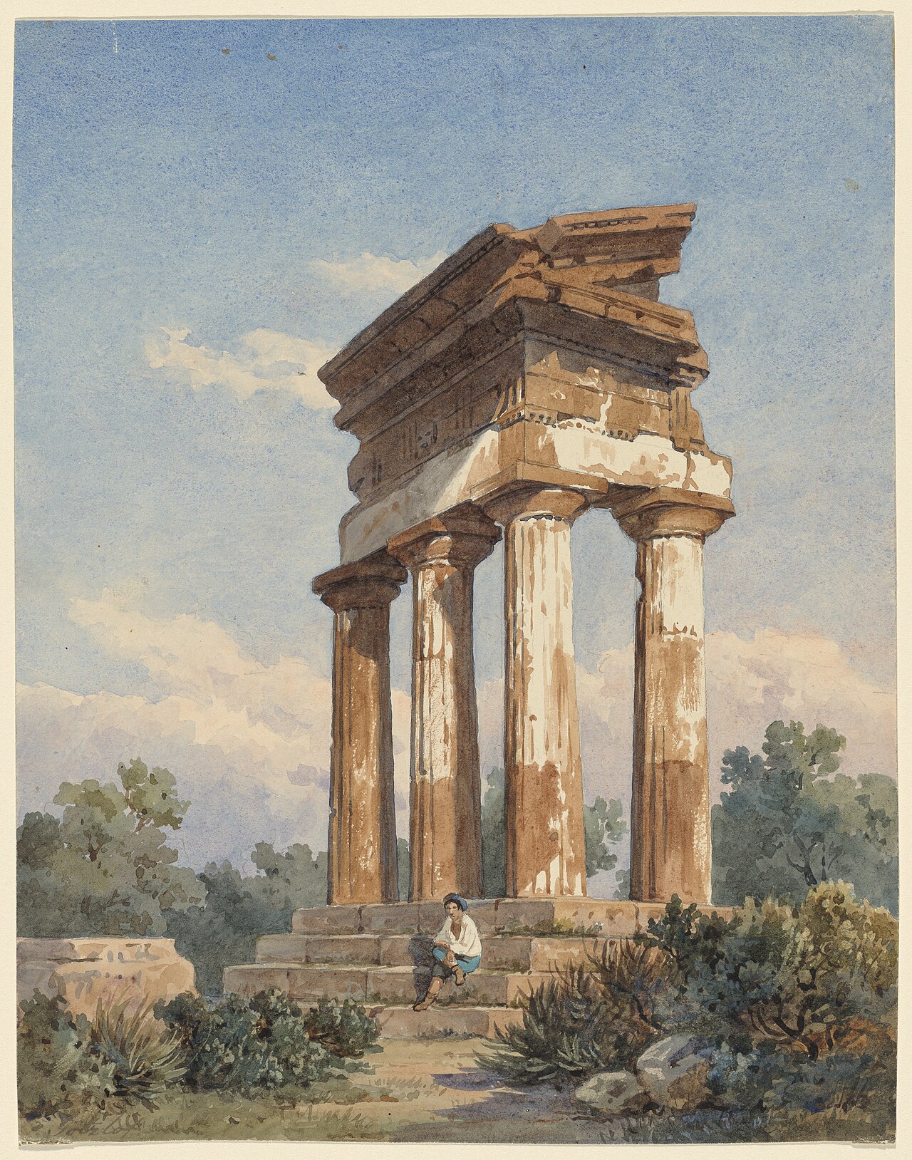 A Temple Ruin in Agrigento by Carl Götzloff