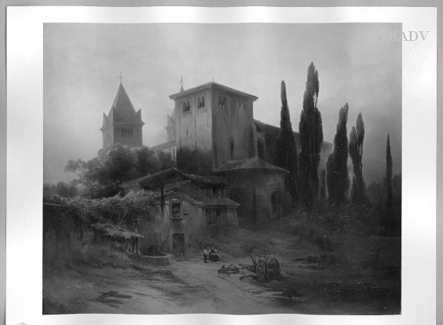 Italian monastery sunset by Carl Graeb