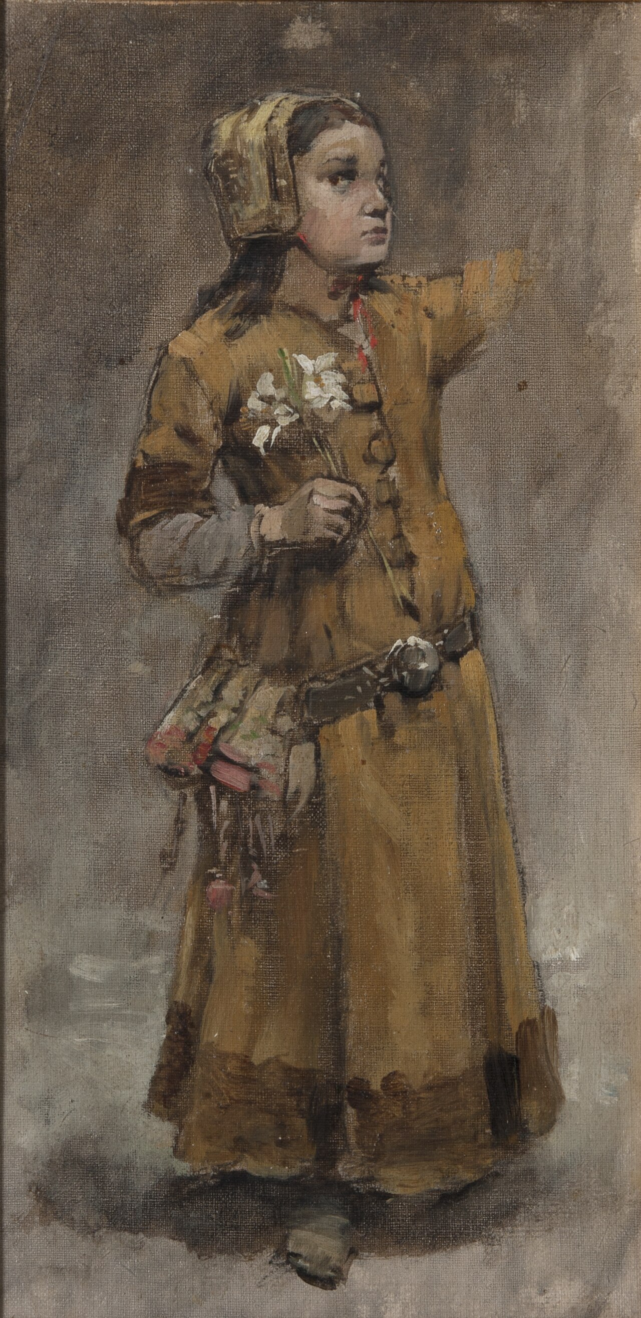 A Girl. Study for Valdemar Atterdag Holding Visby to Ransom, NM 1431 by Carl Gustaf Hellqvist