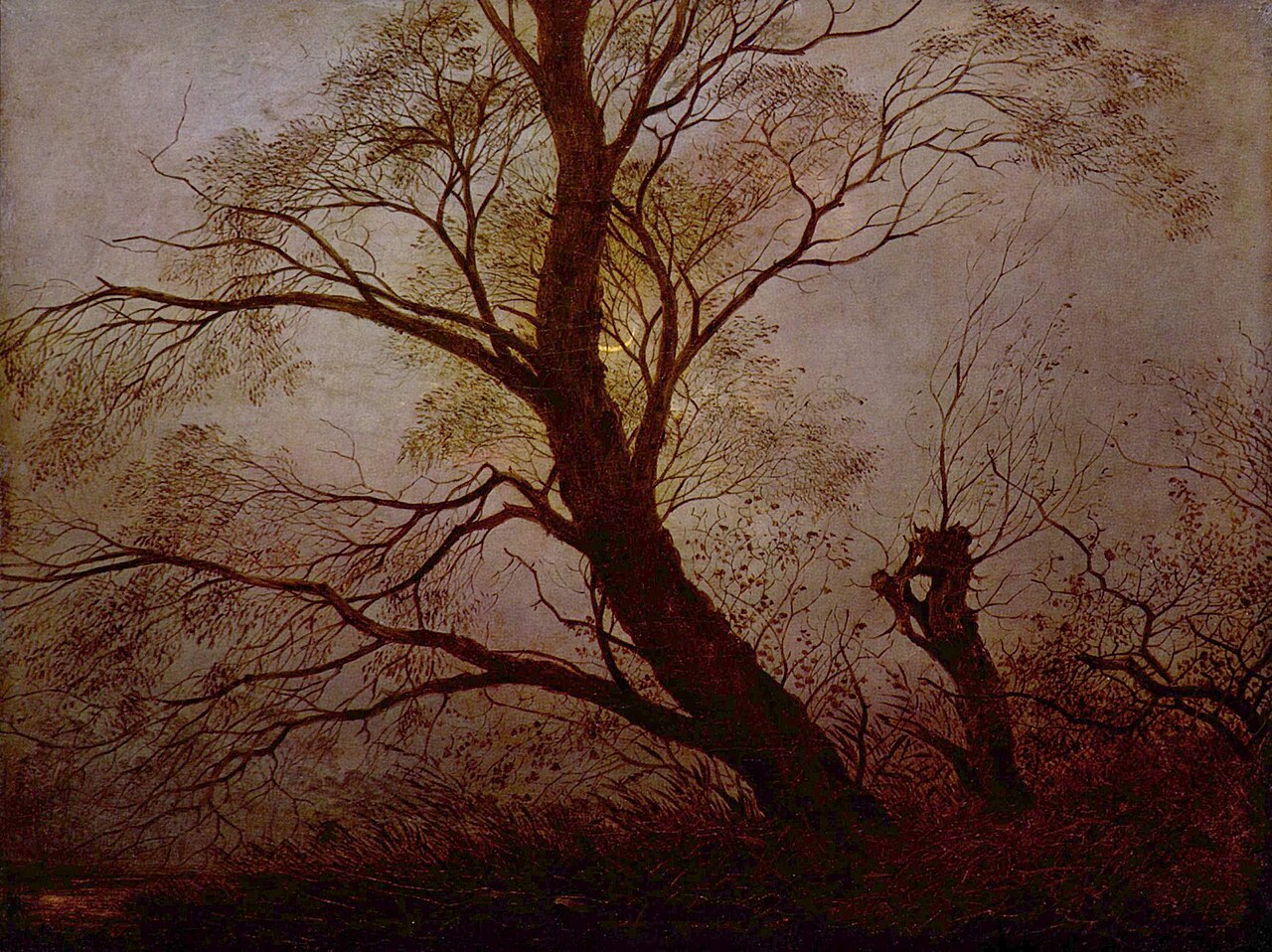 Trees in  the moonlight by Carl Julius von Leypold