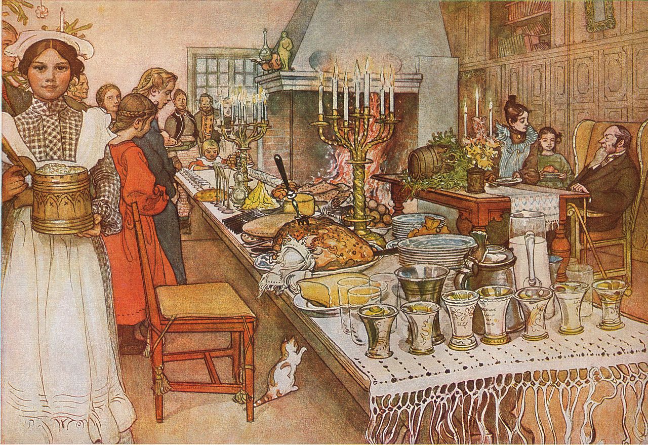 Christmas Eve dinner by Carl Larsson