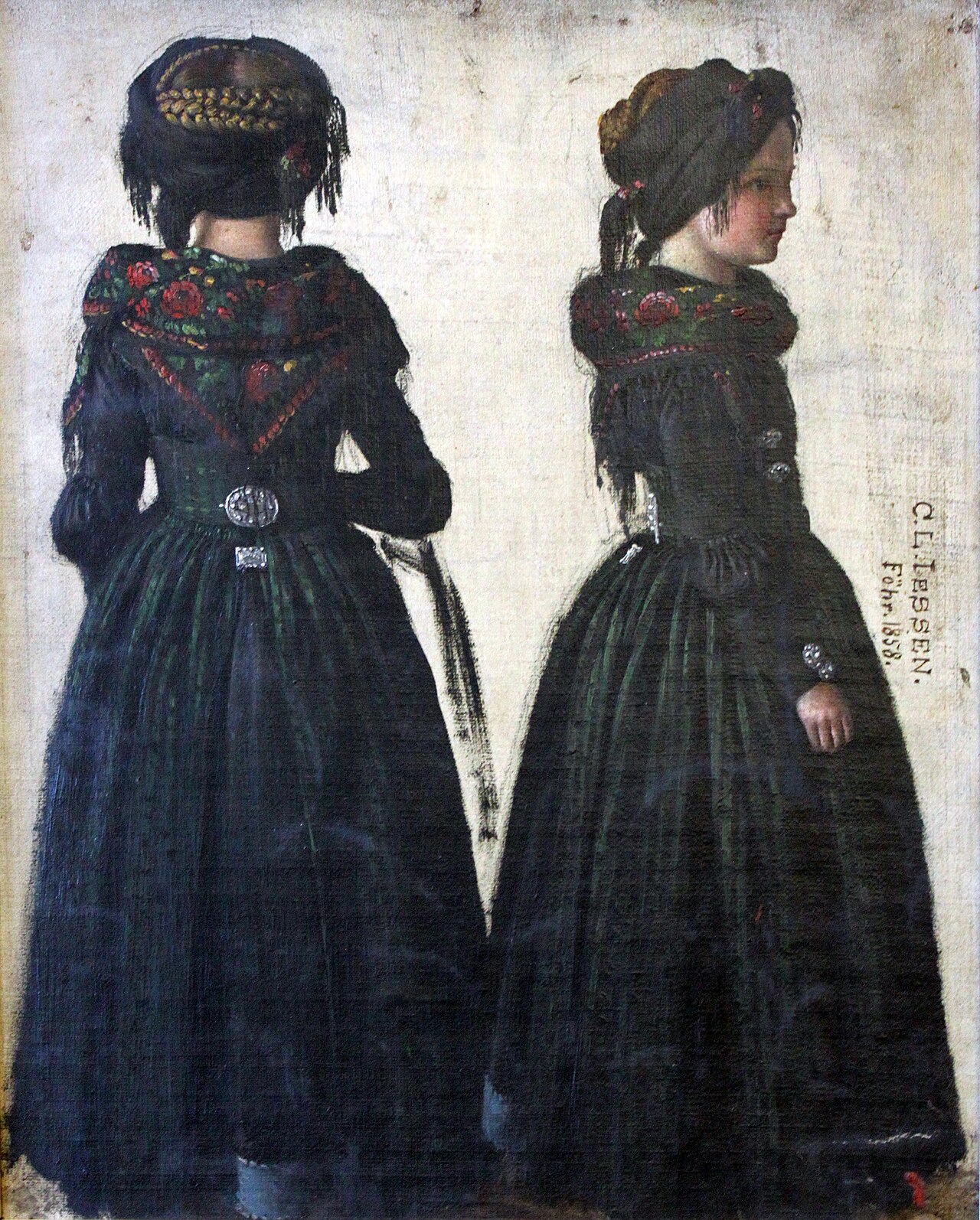 Frisian woman in a twofold depiction by Carl Ludwig Jessen