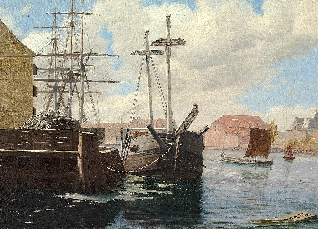The port of Copenhagen with a view of Kongens Bryghus ("The King's Brewery"). by Carl Rasmussen