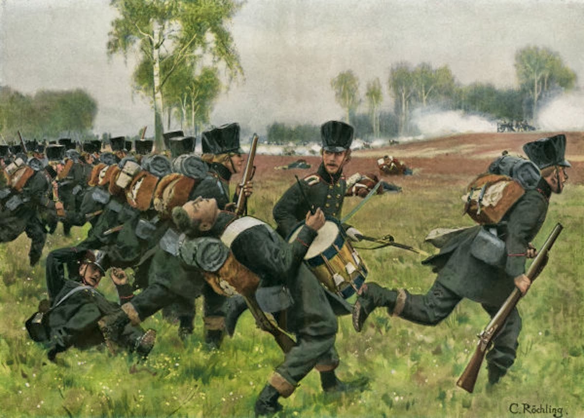 The heroic girl Eleonore Prochaska is killed in battle at the Göhrde (September 16, 1813) by Carl Röchling