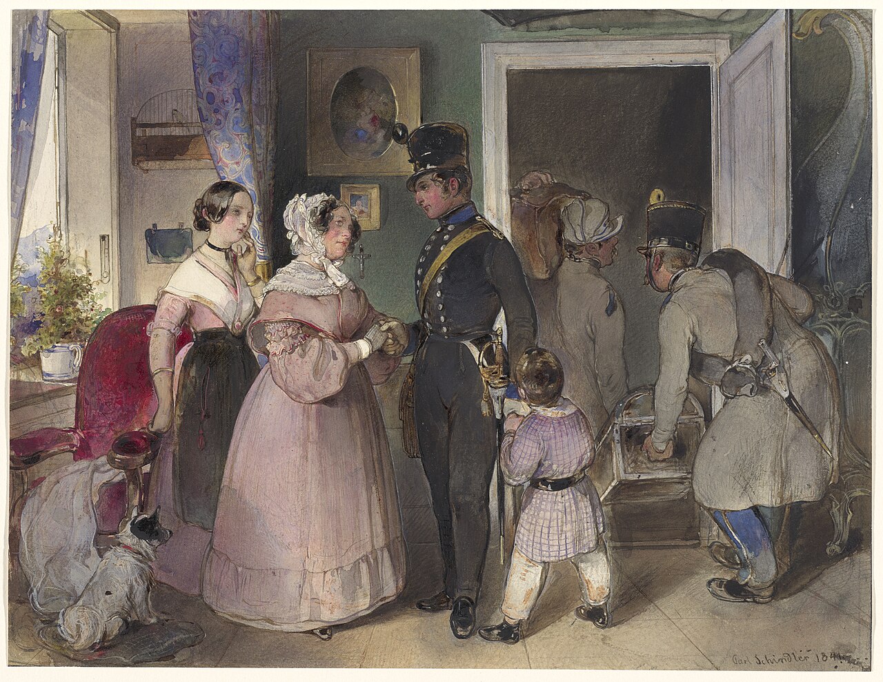 A Young Officer Saying Farewell to His Family by Carl Schindler