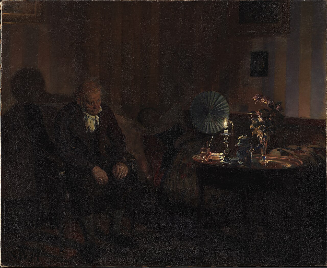 Rahbek ved sin hustrus dødsleje by Carl Thomsen