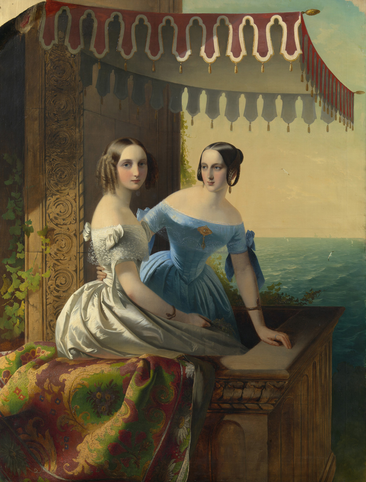 The Grand Duchesses Maria (1819-1876), afterwards Princess of Leuchtenberg, and Olga (1822-1892), afterwards Queen of Wurtemberg, daughters of Nicholas I, Tsar of Russia by Carl Timoleon von Neff