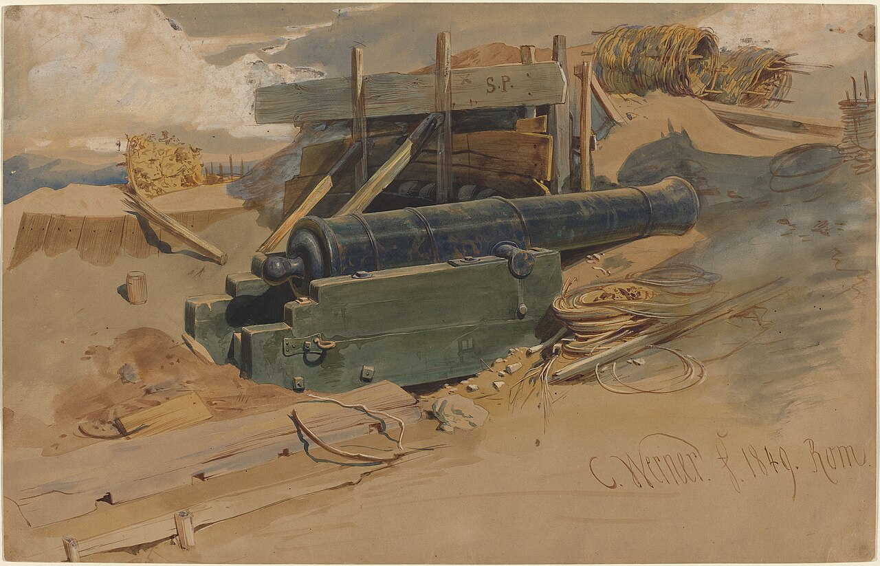 Cannon by a Bulwark by Carl Werner