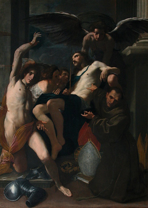 Christ Adored by Angels, St. Sebastian and St. Bernard by Carlo Bononi
