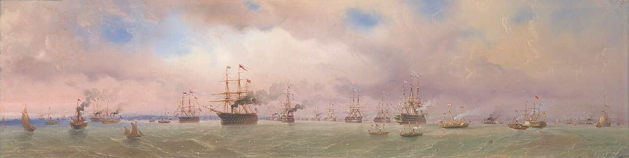 The great 'Peace Review' of the Fleet held at Spithead on 23rd April, 1856 by Carlo Bossoli