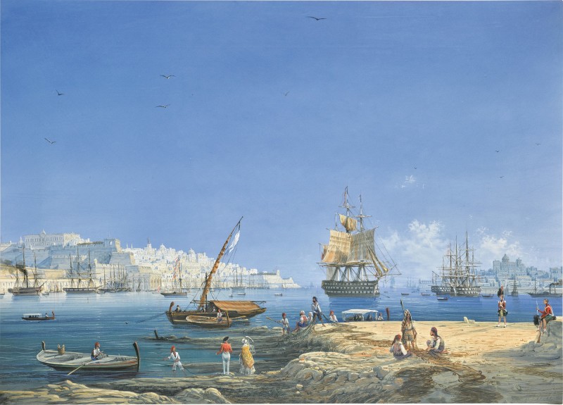 Valletta, a view of the Grand Harbour by Carlo Bossoli