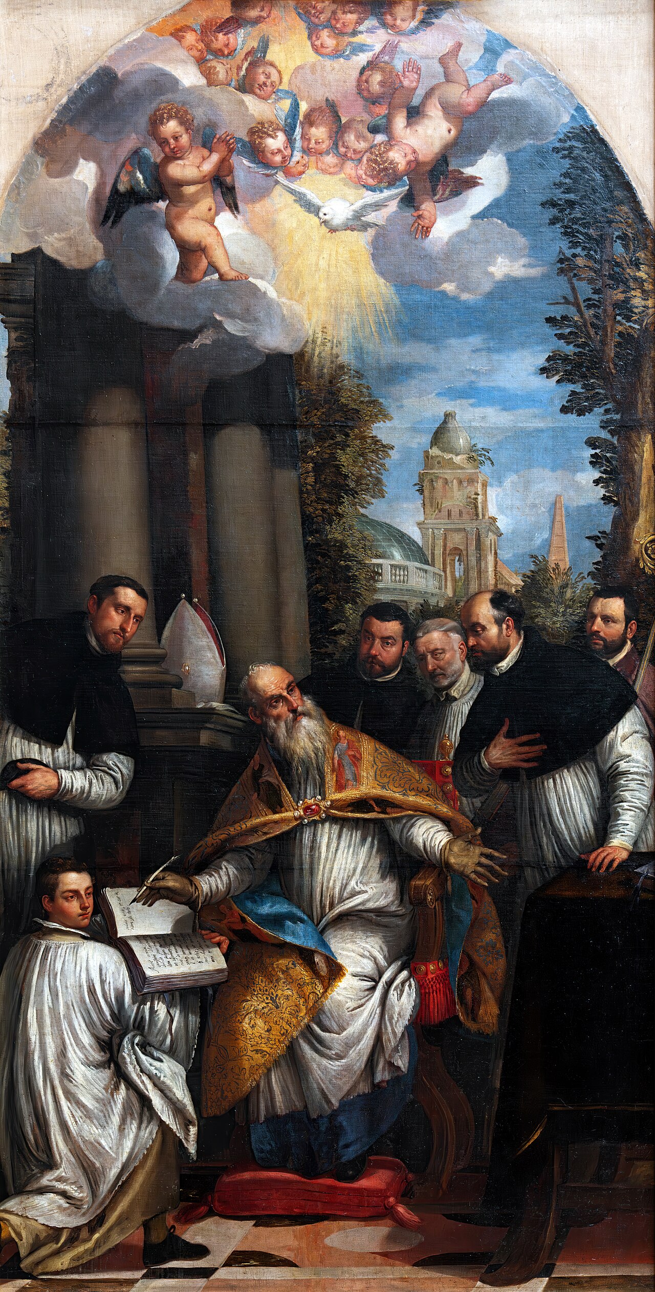 St. Augustine dictates his "Rules" to the Lateran canons by Carlo Caliari