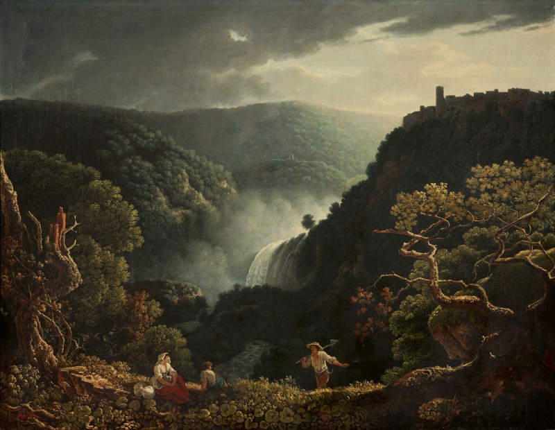 Tivoli, a View of The Waterfalls with Figures in the Foreground by Carlo Labruzzo