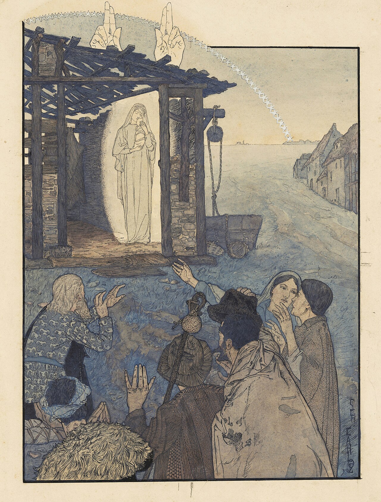 Nativity, Dawn Song (Illustration for the ""Gospel of the Infancy of Our Lord Jesus Christ") by Carlos Schwabe