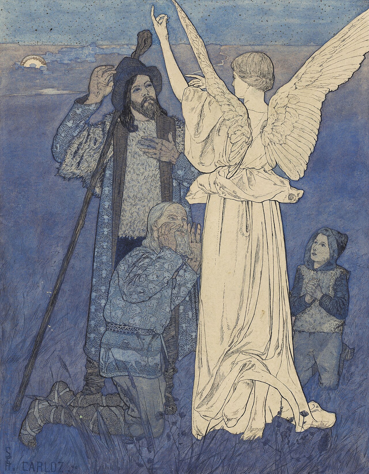 Nativity, Midnight Song (Study for the ""Gospel of the Infancy of Our Lord Jesus Christ") by Carlos Schwabe