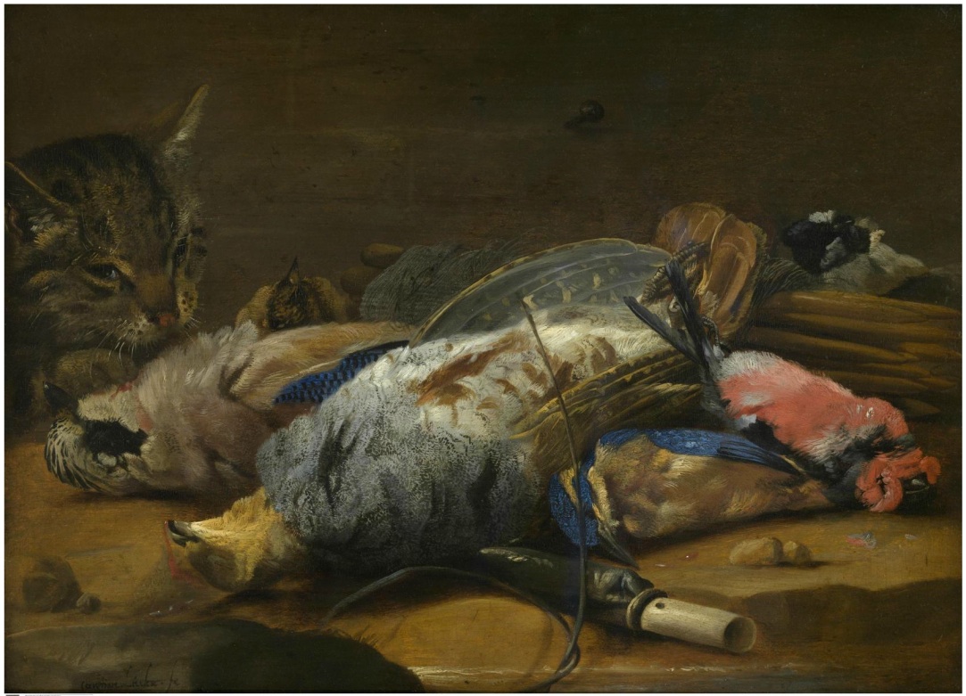Cat and dead fowl by Carstian Luyckx