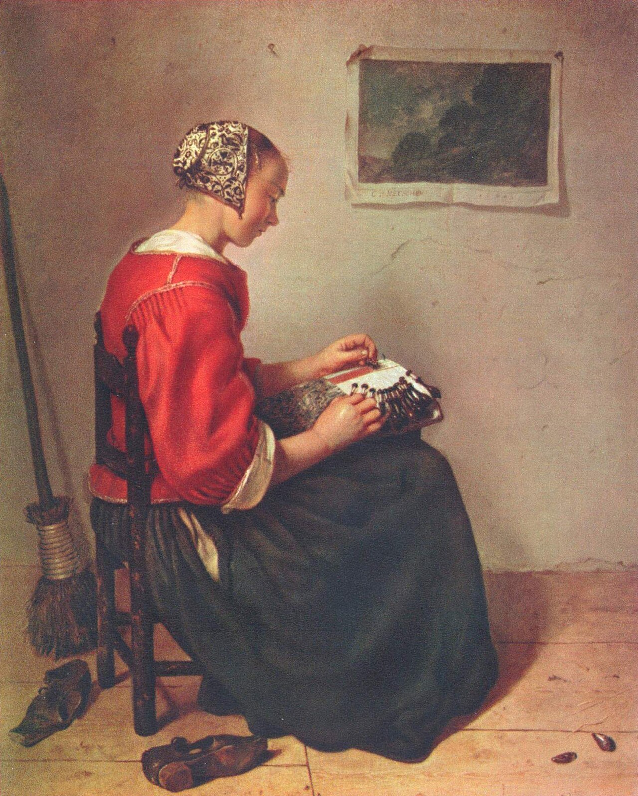 The Lace Maker by Caspar Netscher