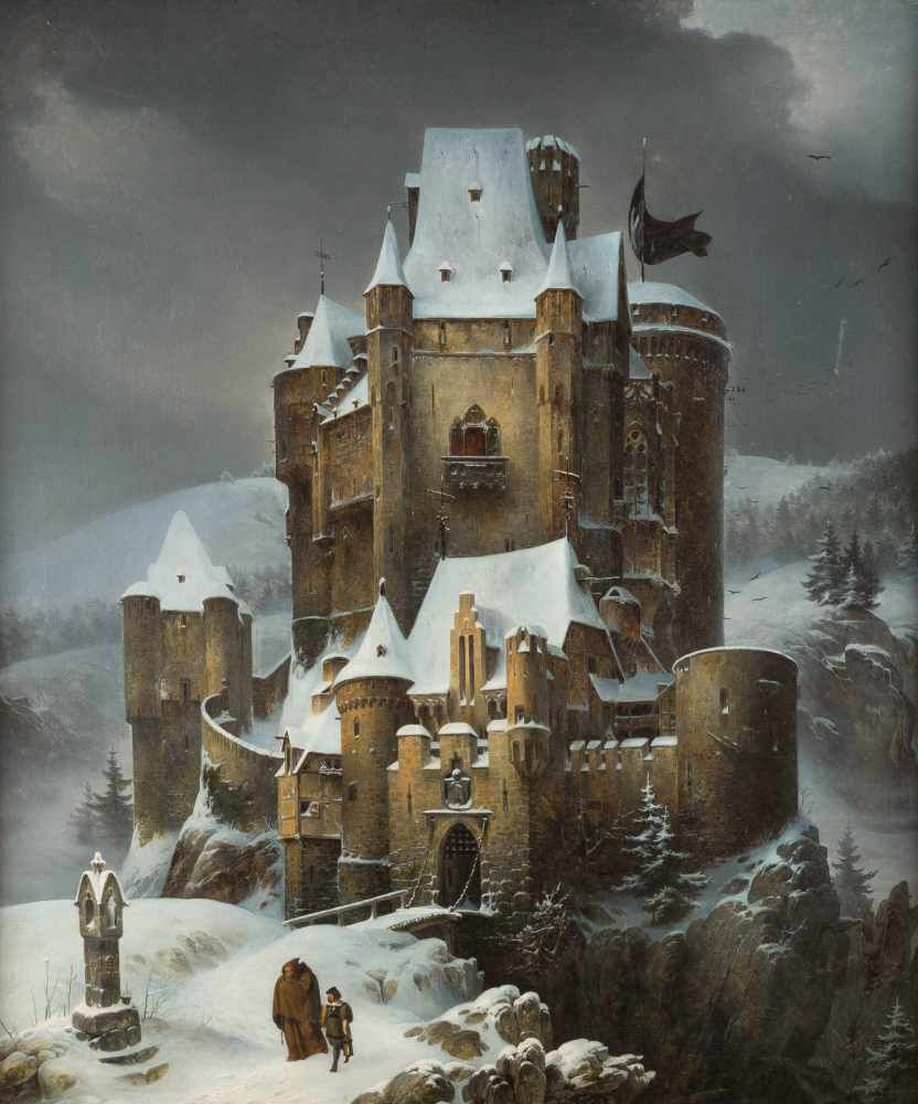 Knight castle in the snow by Caspar Scheuren