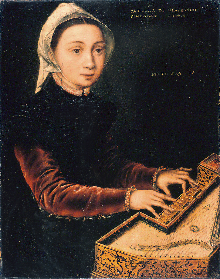 Young woman playing a virginal by Catarina van Hemessen