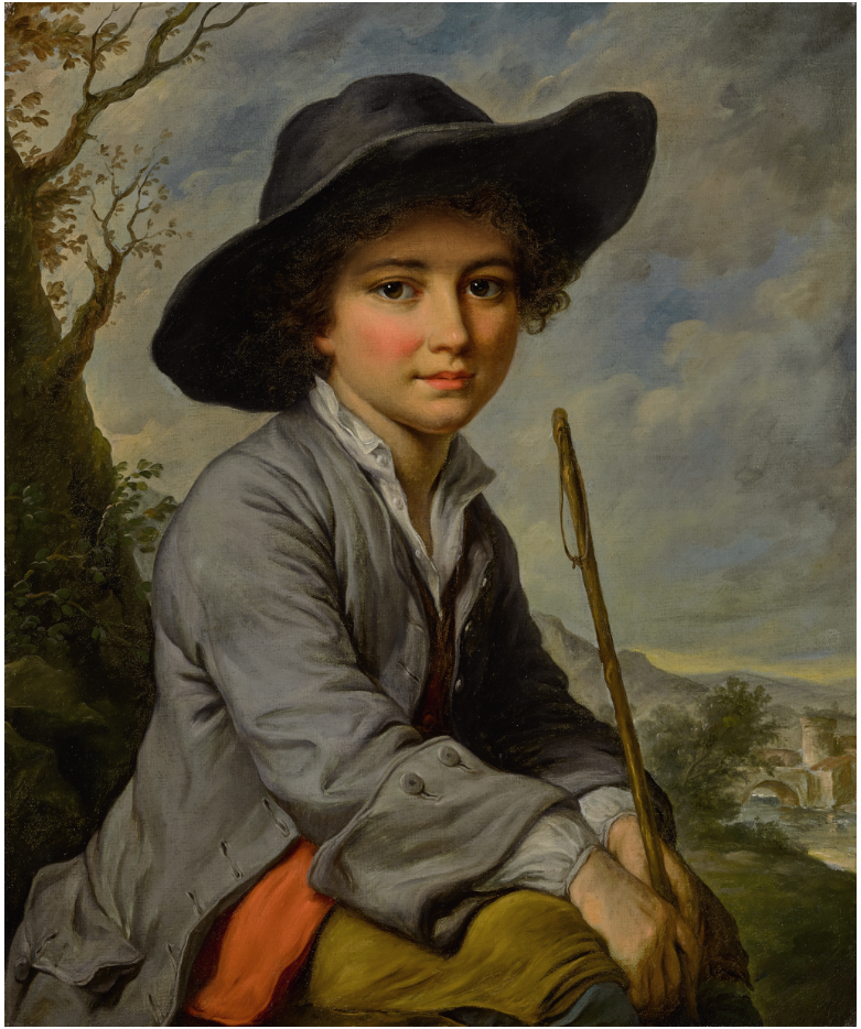A YOUNG BOY SEATED IN A LANDSCAPE, THREE-QUARTER LENGTH by Catherine Lusurier