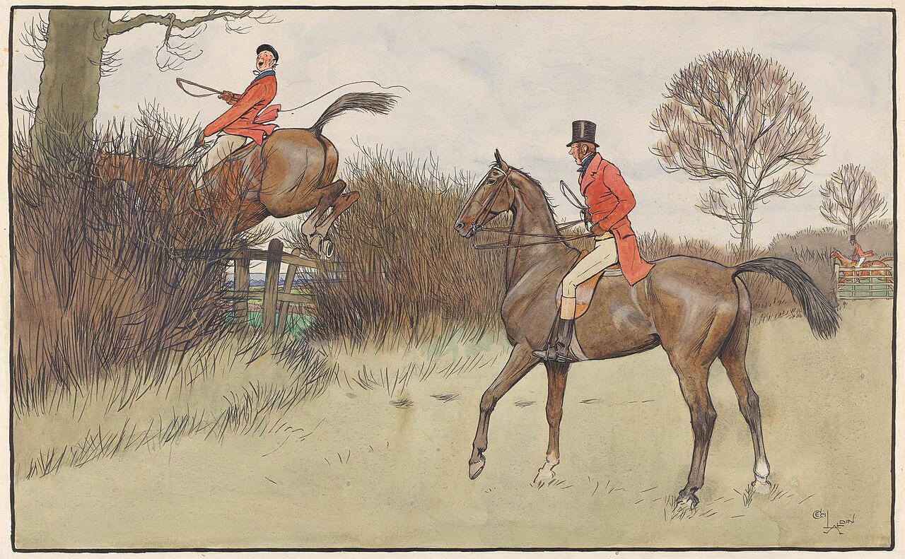 `Ar Never Gets Off' - Hunting Scene by Cecil Aldin