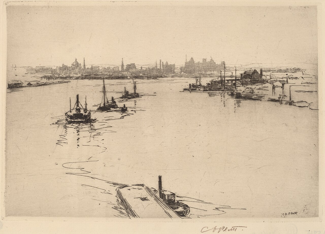 Williamsburg from the Bridge (Sketch) by Charles A. Platt