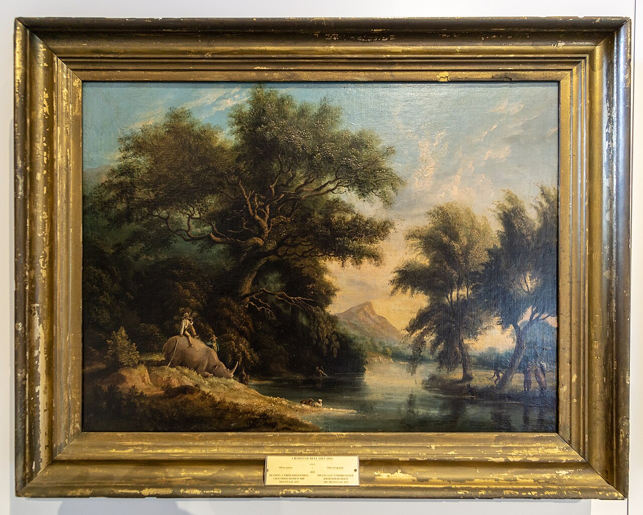 Hunting a White rhinoceros on the Crocodile River by Charles Davidson Bell