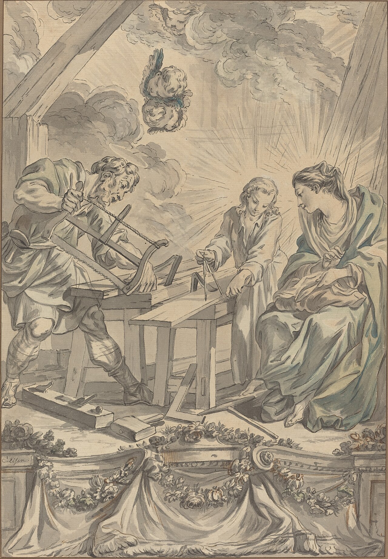 The Holy Family in the Carpenter's Shop by Charles Dominique Joseph Eisen