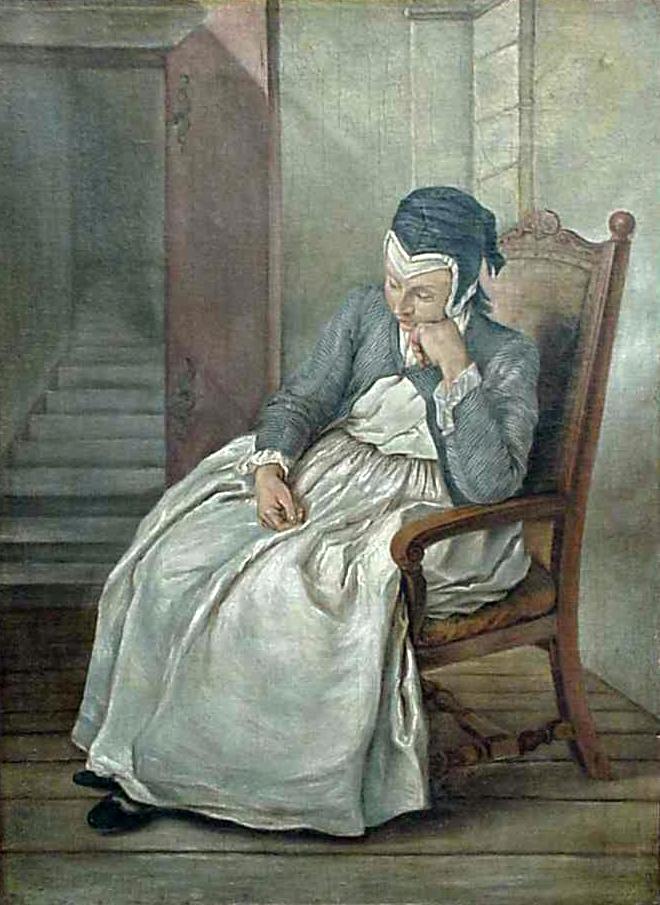 Woman in an armchair. by Charles Francois Hutin