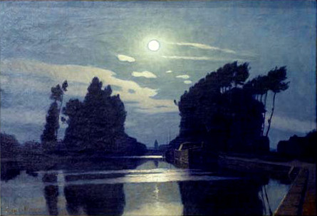 Lever de lune sur un canal by Charles Guilloux