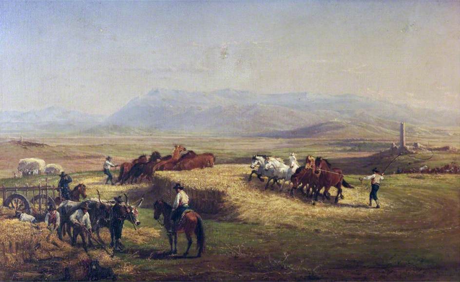 Italian Harvest Scene by Charles H. Poingdestre
