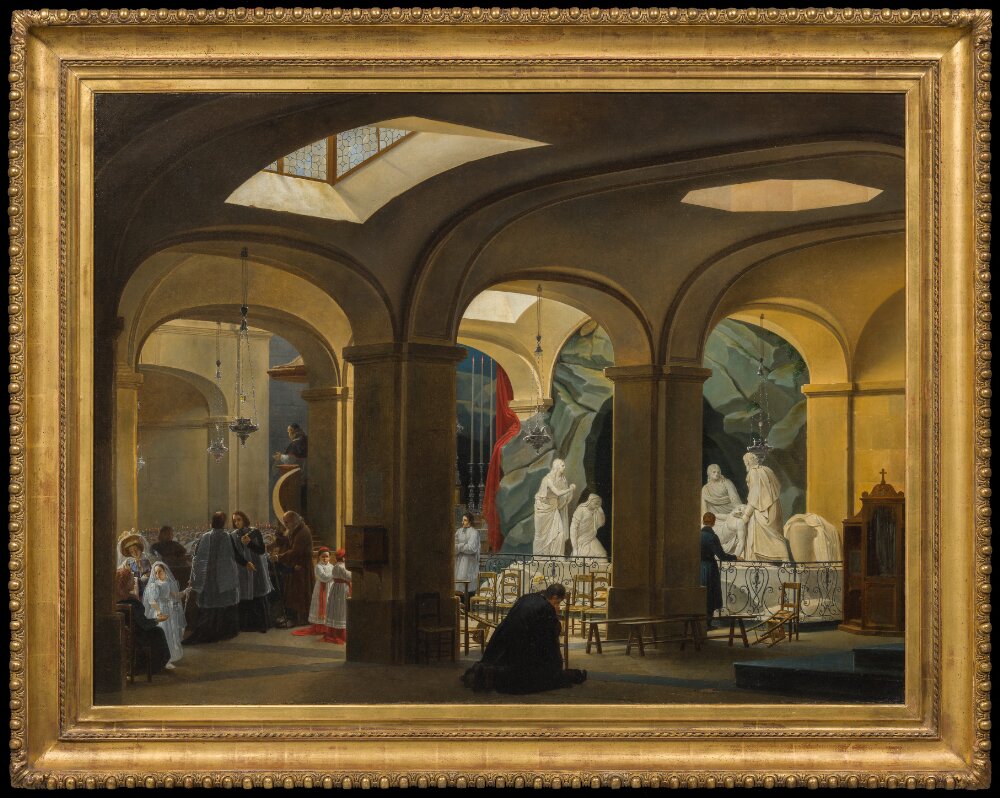 The First Communion in the Interior of the Crypt of the Church of St Roch, Paris by Charles-Marie Bouton