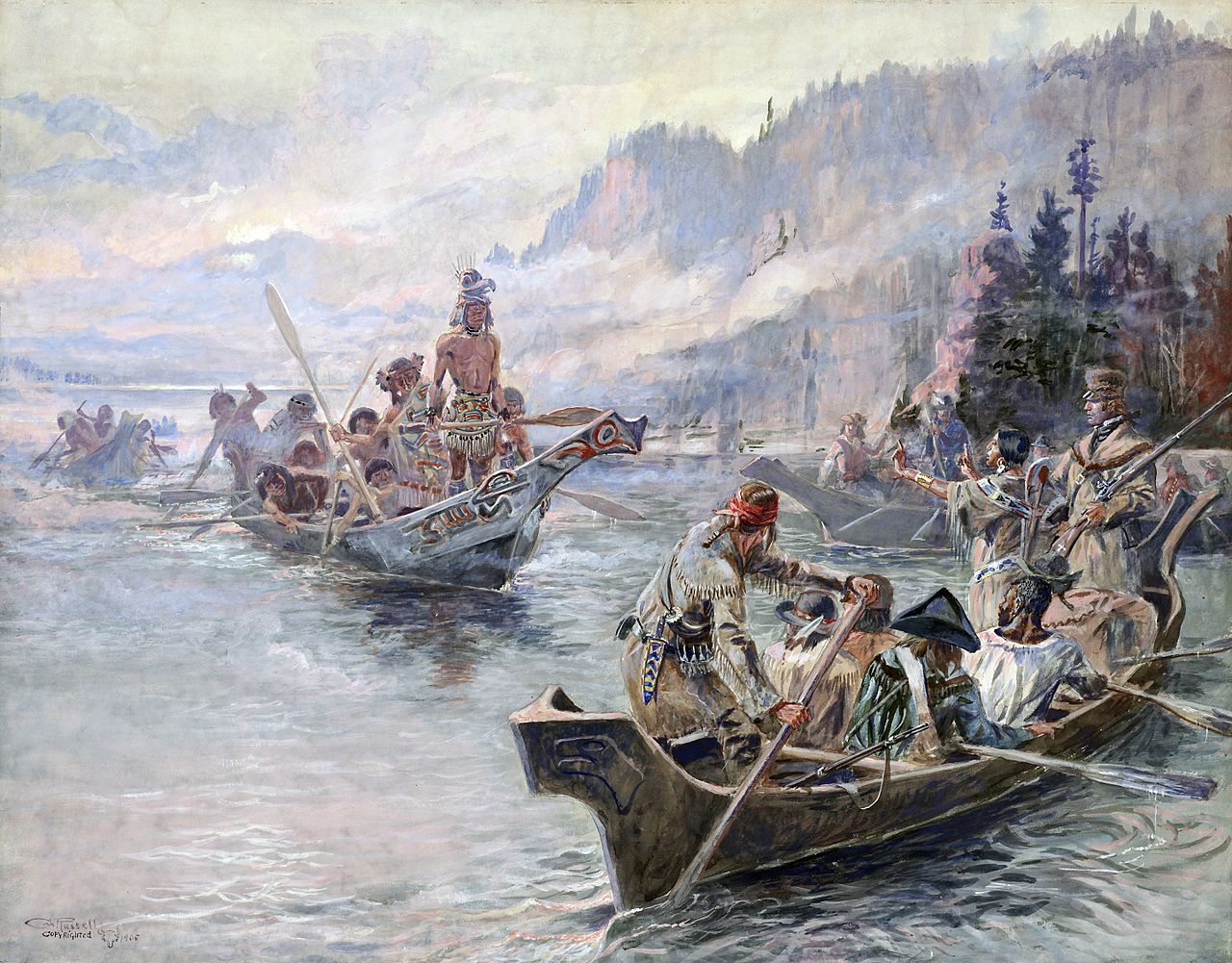 Lewis and Clark on the Lower Columbia by Charles Marion Russell